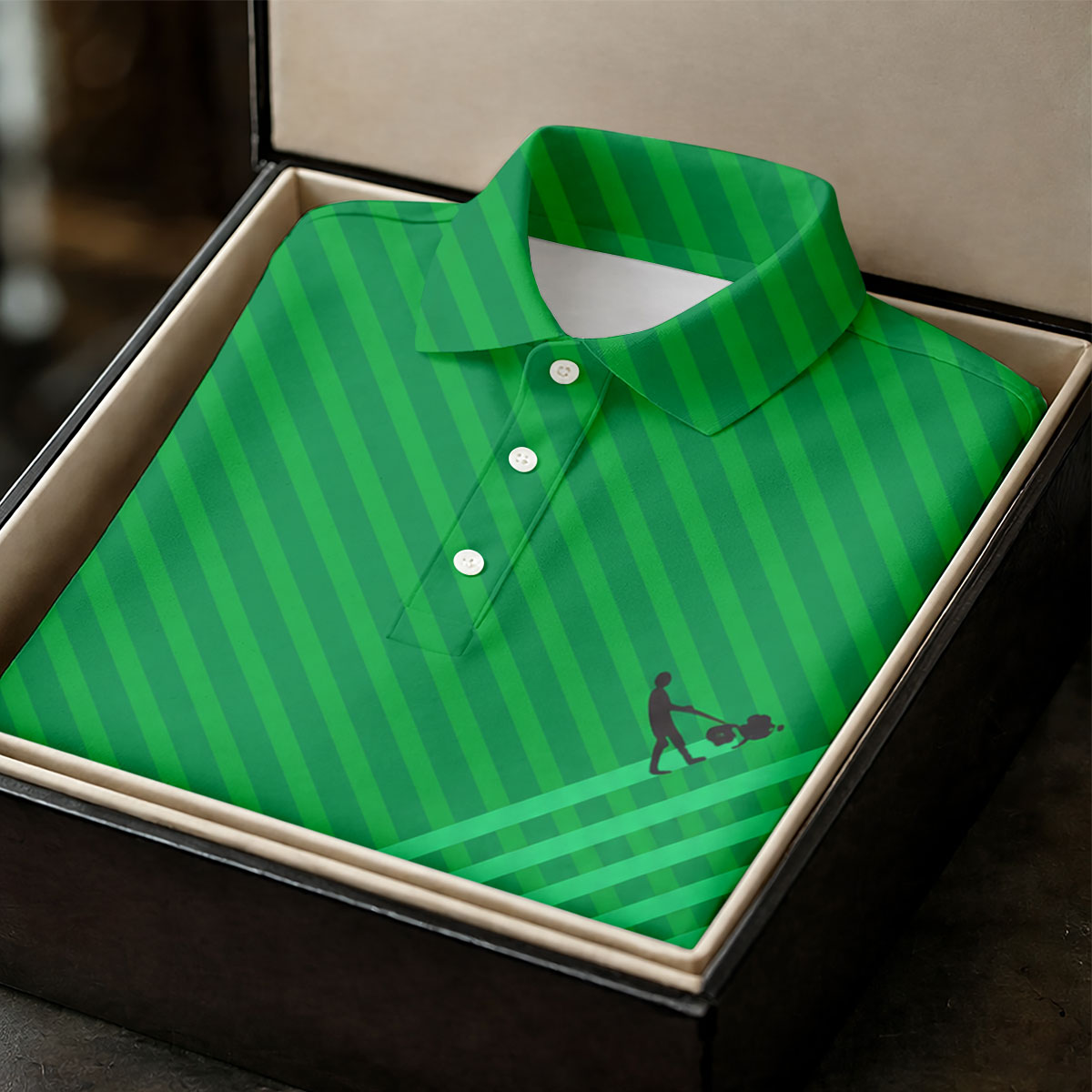 Lawn Mower Green Cross Stripe Women's Golf Tops, Ladies Golf Shirts, Women's Polo Shirt
