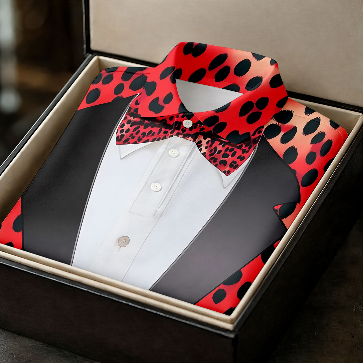 Red Leopard Funny Costume Hawaiian Golf Shirt, Polo Shirts For Men, Golf Shirts For Men