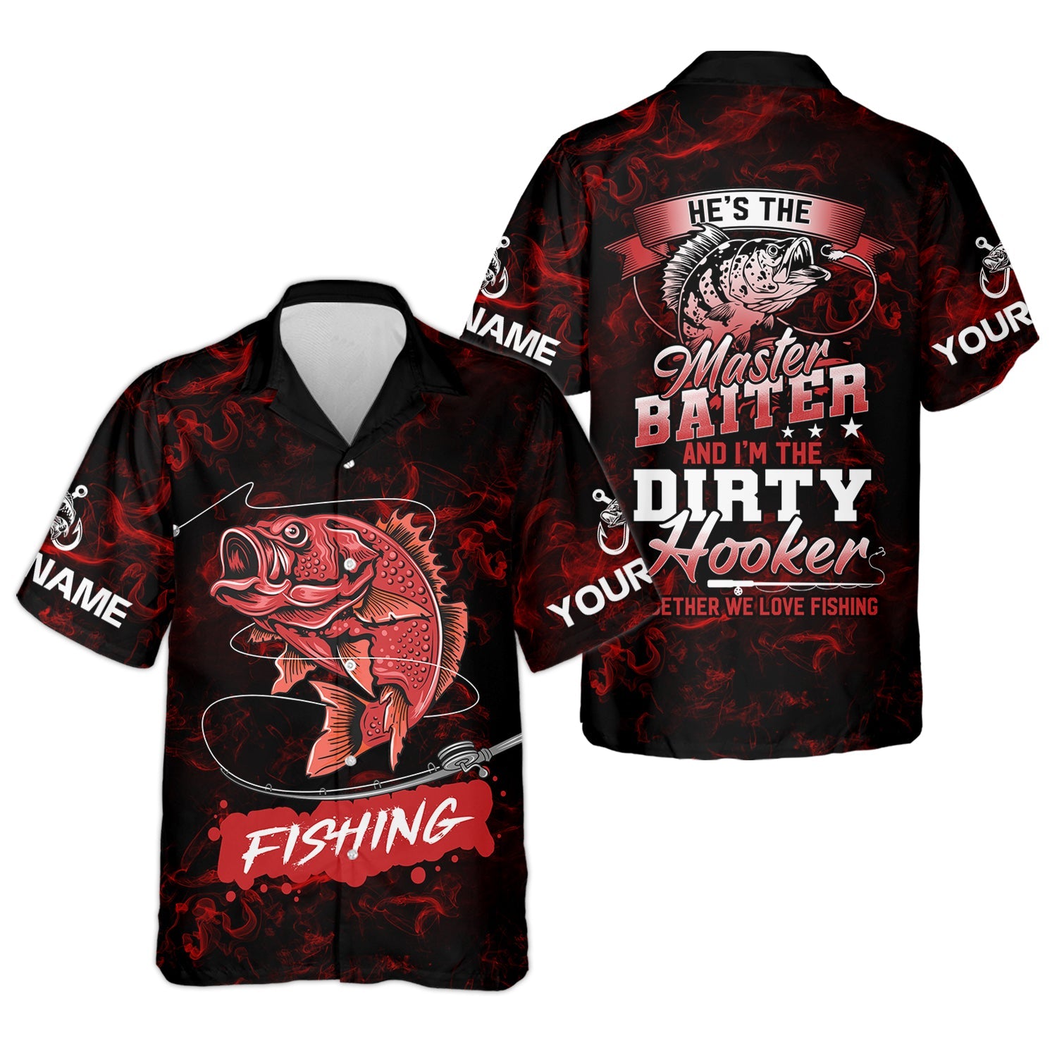 He’s the Master Baiter & I’m the Dirty Hooker SPF Shirts, Fishing Shirts For Men, Fisherman Gift