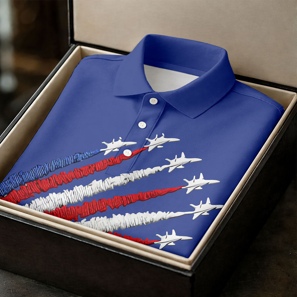 Flying Fighter Jets Faith Cross Patriotic 4th Of July Blue Golf Shirt, 250 Years Golf Shirt For Women