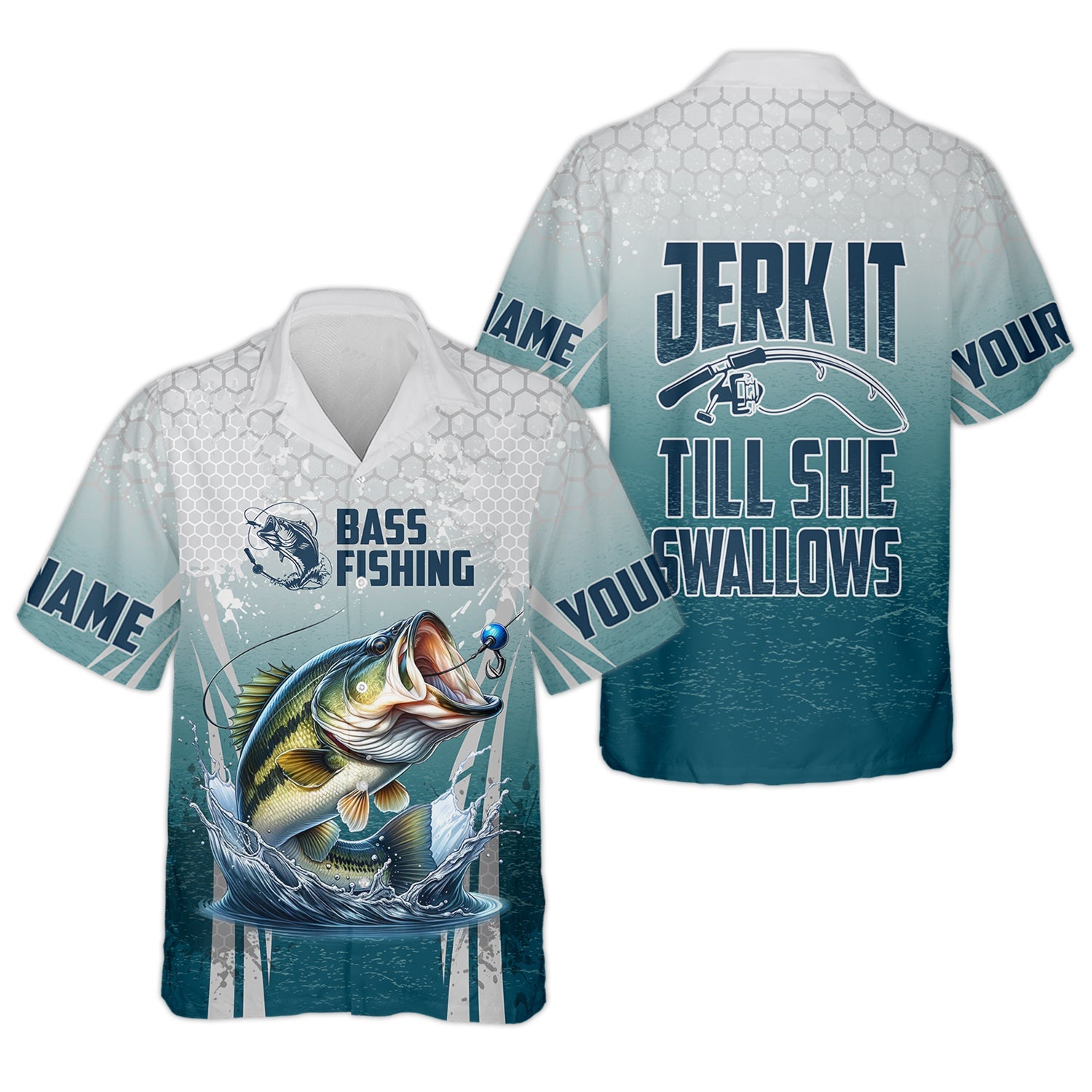 Jerk It Till She Swallows Fishing UPF Shirts, Funny Fishing Shirt, Gift For Fisherman, Bass Fishing Shirt
