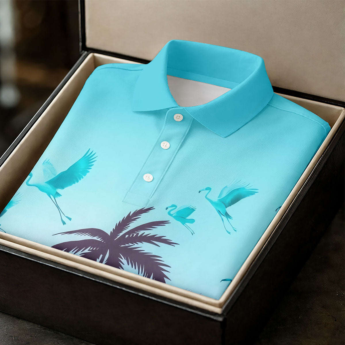 Tropical Flamingo Sunset Hawaiian Golf Shirt, Printed Golf Shirts, Golf Polo Shirts For Men