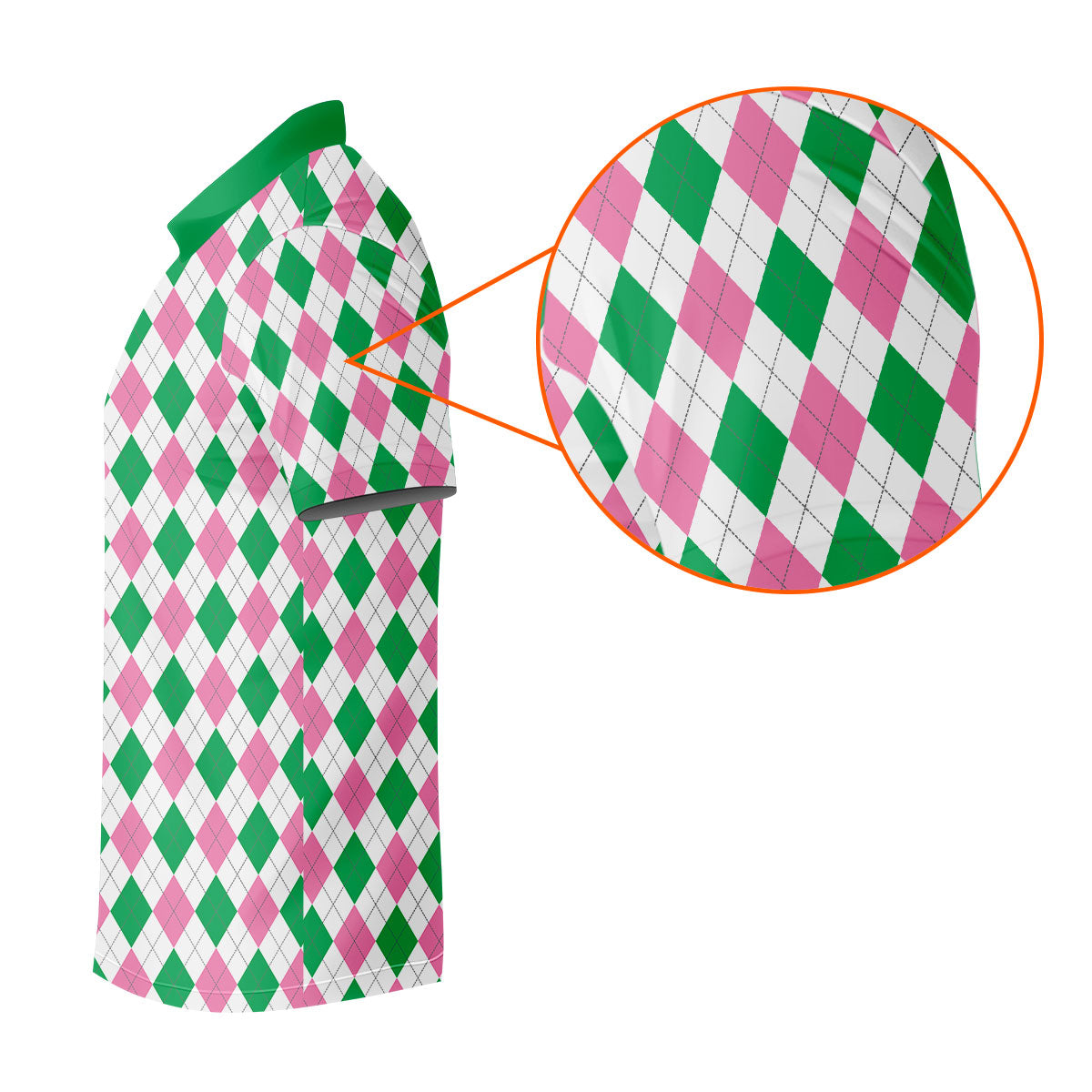 Green Pink Argyle Sleeveless Womens Golf Shirts, Ladies Pink Golf Shirt, Womens Golf Polo Shirt Womens Golf Tops
