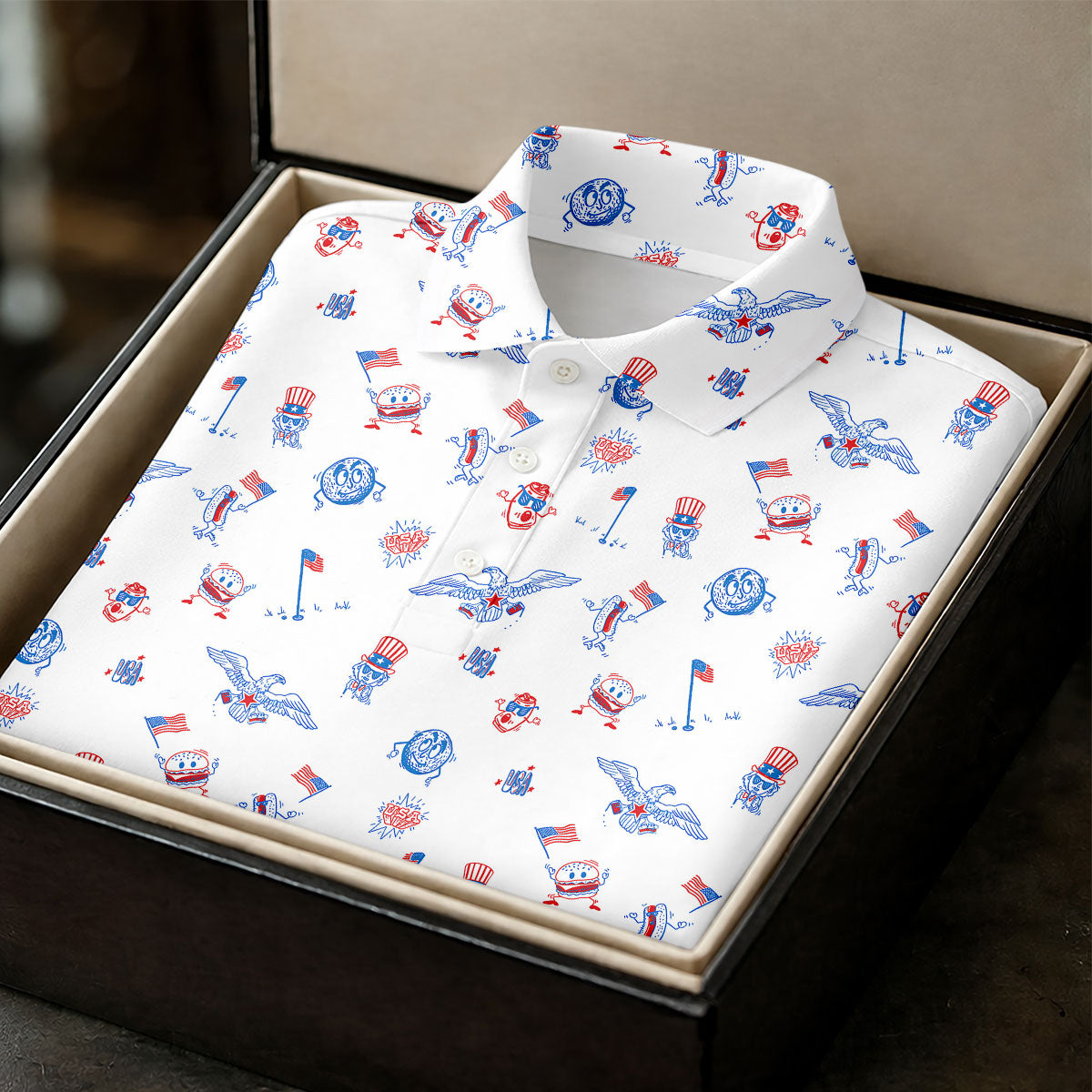 Funny Uncle Sam Eagle Golf Flag All-Over Print 4th of July, 250 Years USA Patriotic Golf Shirt, 4th Of July Golf Shirt, Golf Tops For Men, Golfing Apparel