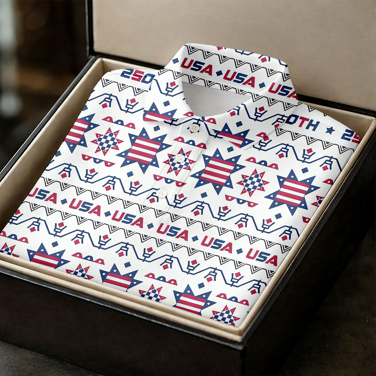 Red White Blue Ohio Star Quilt Pattern 4th Of July Women Golf Top, 250th Anniversary Patriotic Golf Shirt