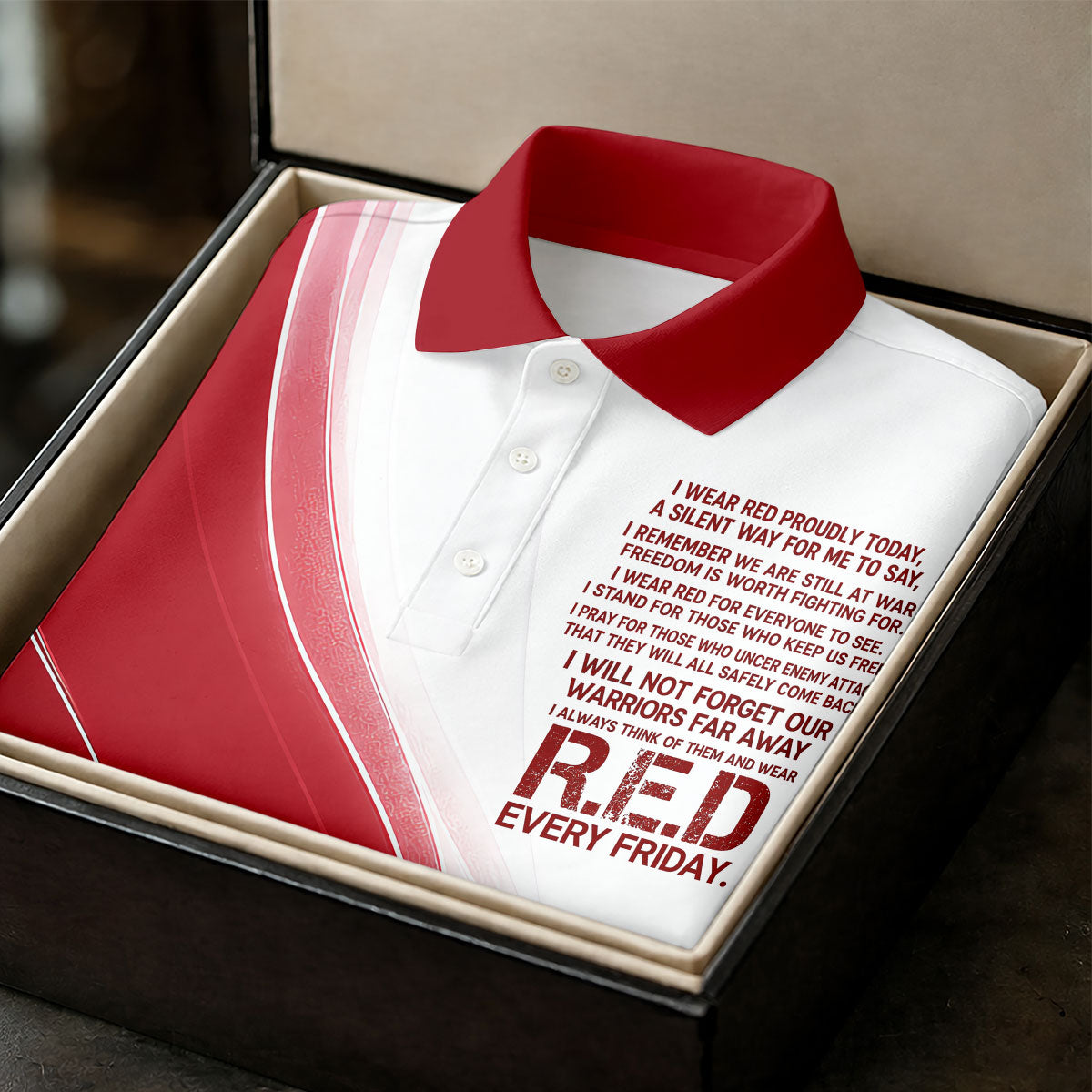 Red Friday Faith Cross Red White Gradient Patriotic Golf Shirt, 250 Years Polo Shirts For Men