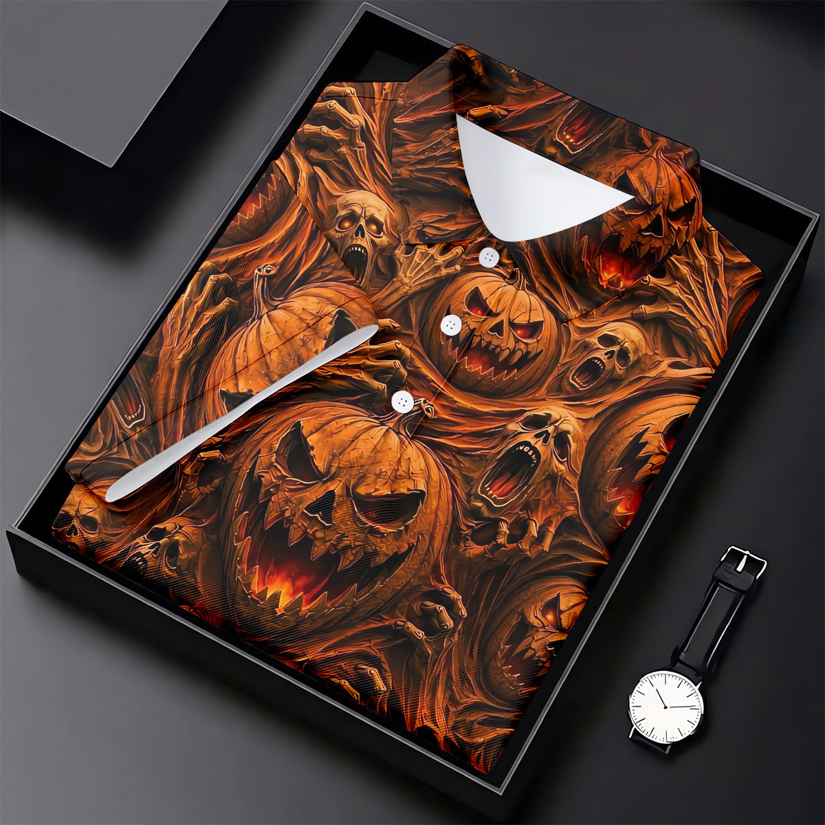 Halloween Evil Pumpkin Ghost Horror Character Polo Shirt, Golf Polo, Womens Golf Tops