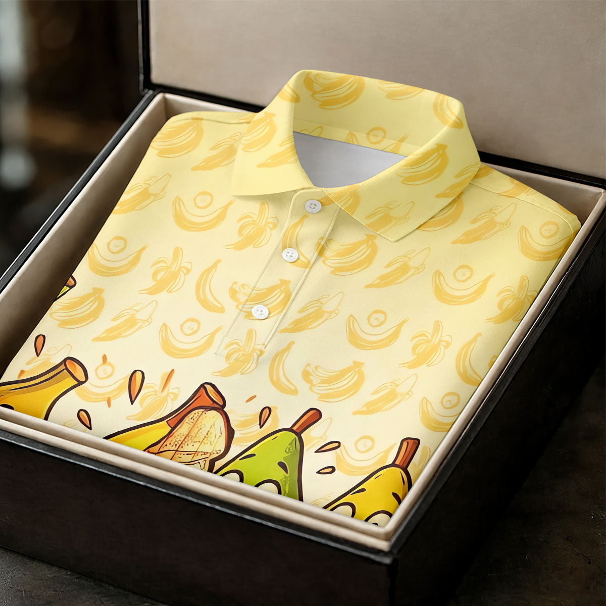 Funny Banana Fruit Cartoon Pattern Polo Shirt, Womens Golf Polo, Golf Shirts For Women