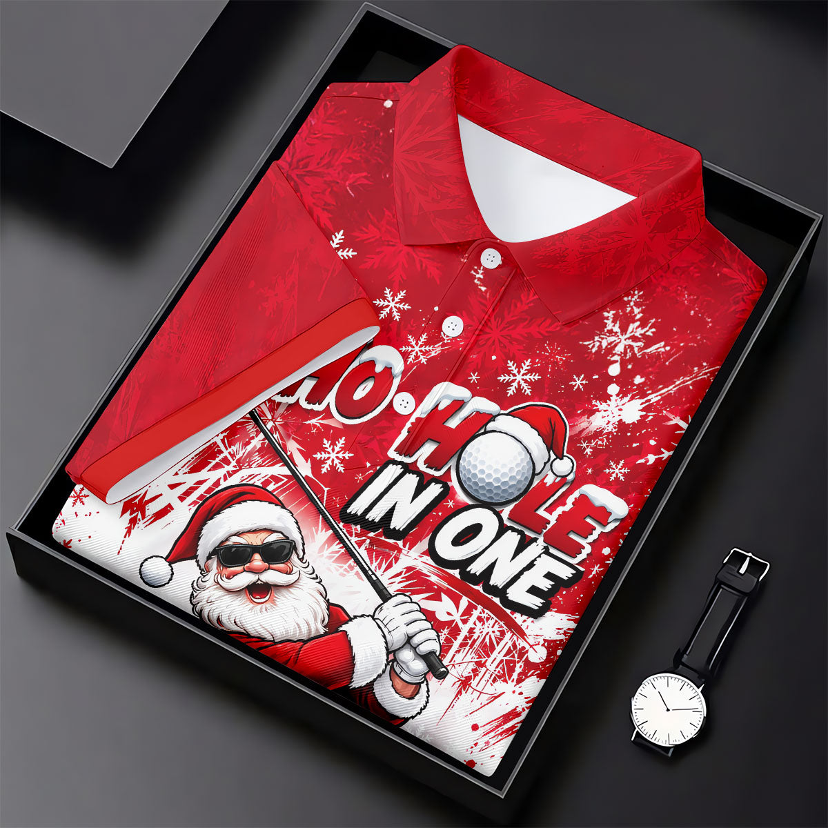 Ho Ho Hole In One Santa Christmas Golf Shirt, Womens Golf Tops, Ladies Golf Shirts