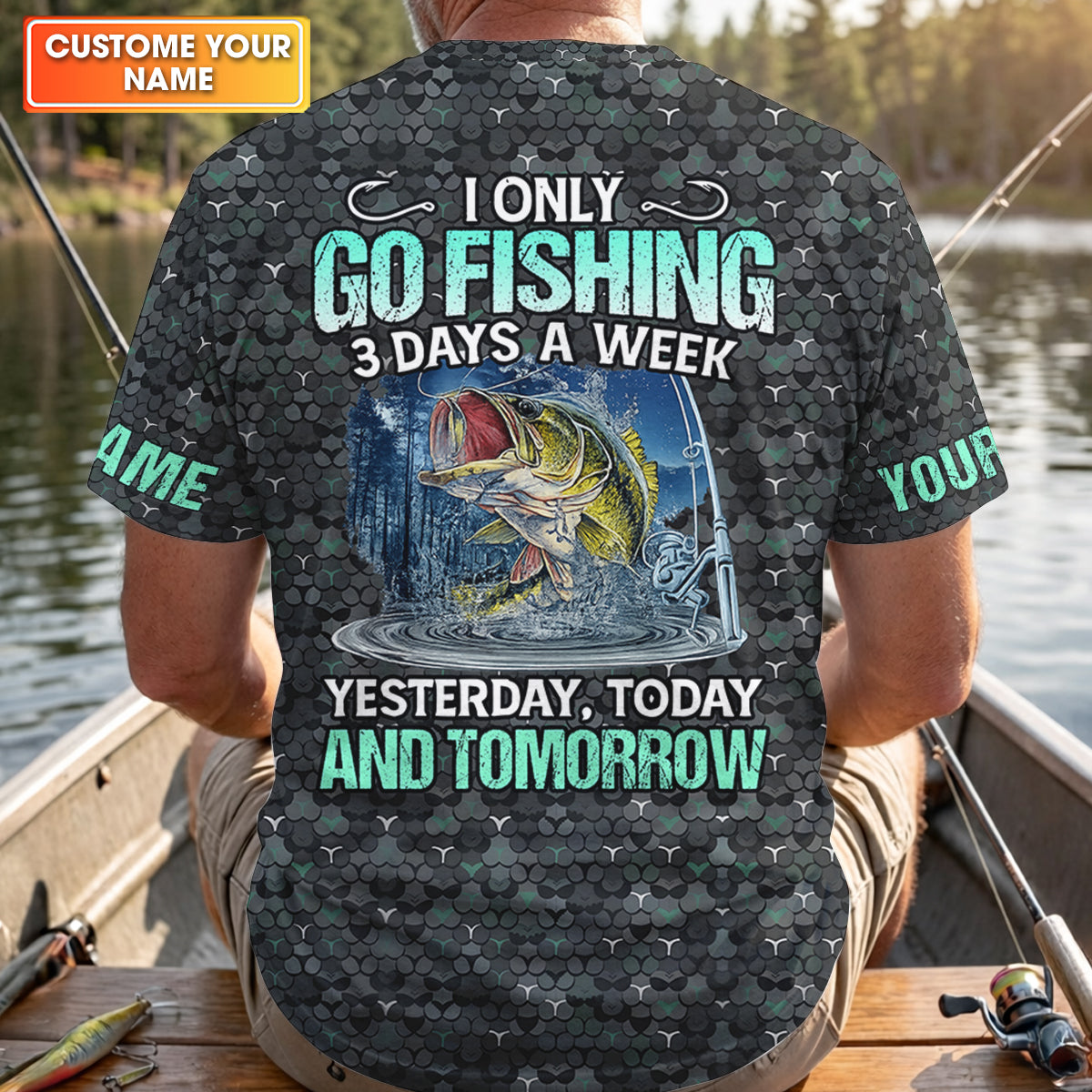 Personalized Fishing Shirt, Go Fishing 3 Days A Week Shirt, Fishing UPF Shirts, Funny Fisherman Gift