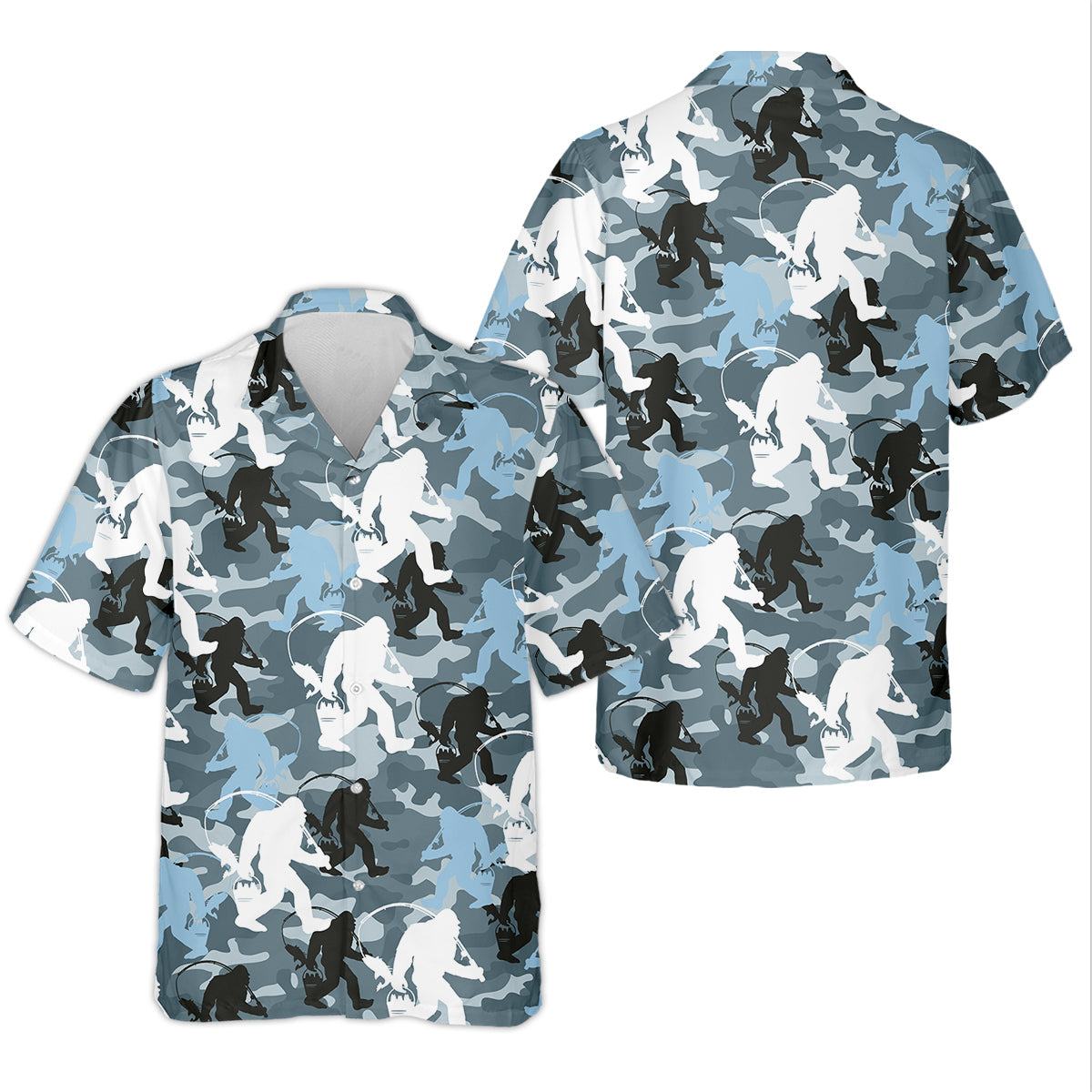 Bigfoot Blue Camo Fishing SPF Shirts, Bassquatch Fishing Shirts, Fishing Shirts For Women, Ladies Fishing Shirts