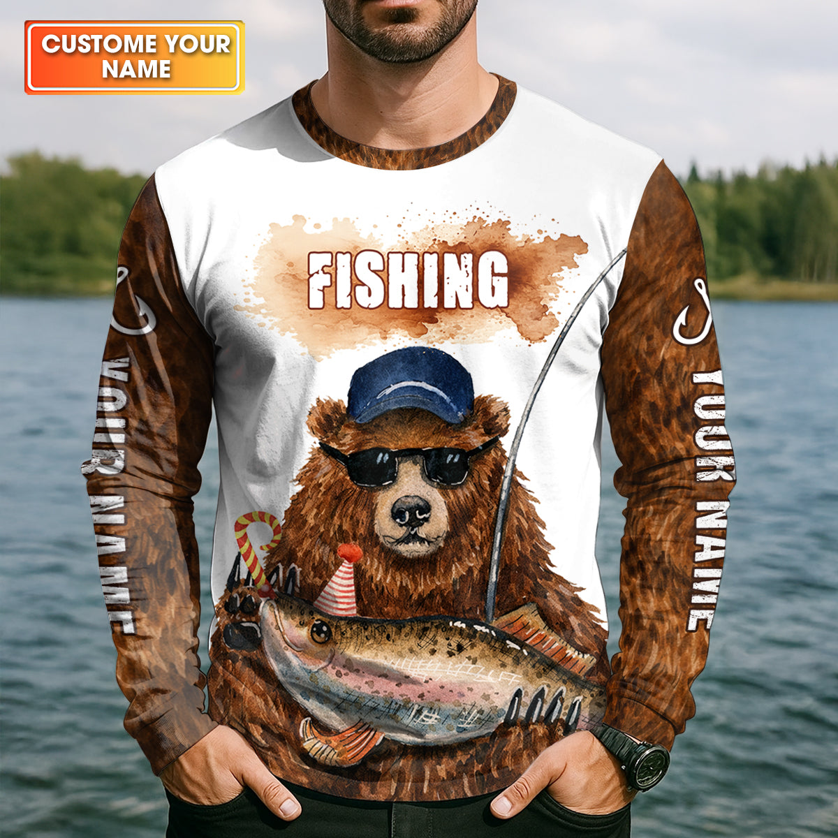 Papa Bear Goes Fishing Funny Fishing Shirt, Fishing UPF Shirts, Father's Day Fishing Shirts For Men