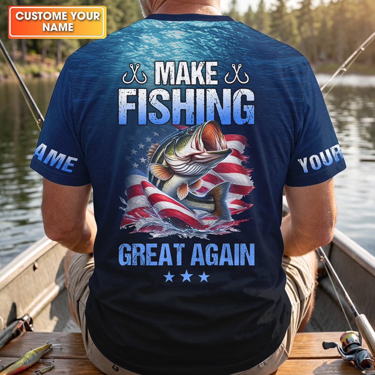 Make Fishing Great Again, Personalized Fishing Shirt, Fishing UPF Shirts, Funny Fisherman Gift