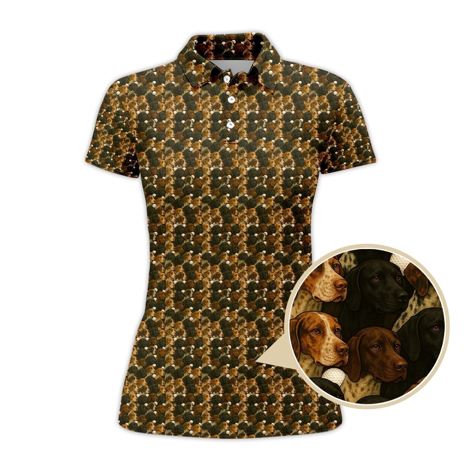 Pointer Golf Polos , Pattern Golf Shirt For Dog Lover, Dog Golf Shirt, Crazy Golf Shirt For Golfers