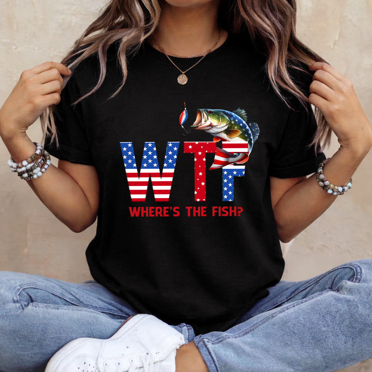Where's The Fish Patriotic 4th Of July Funny Fishing Shirt, 250th Anniversary Fishing Shirts For Men