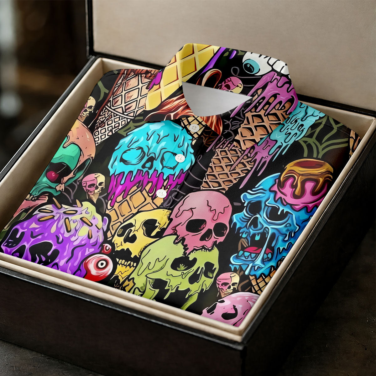 Melting Skull Ice Cream Halloween Golf Shirt, Golf Shirts For Women, Women's Golf Apparel