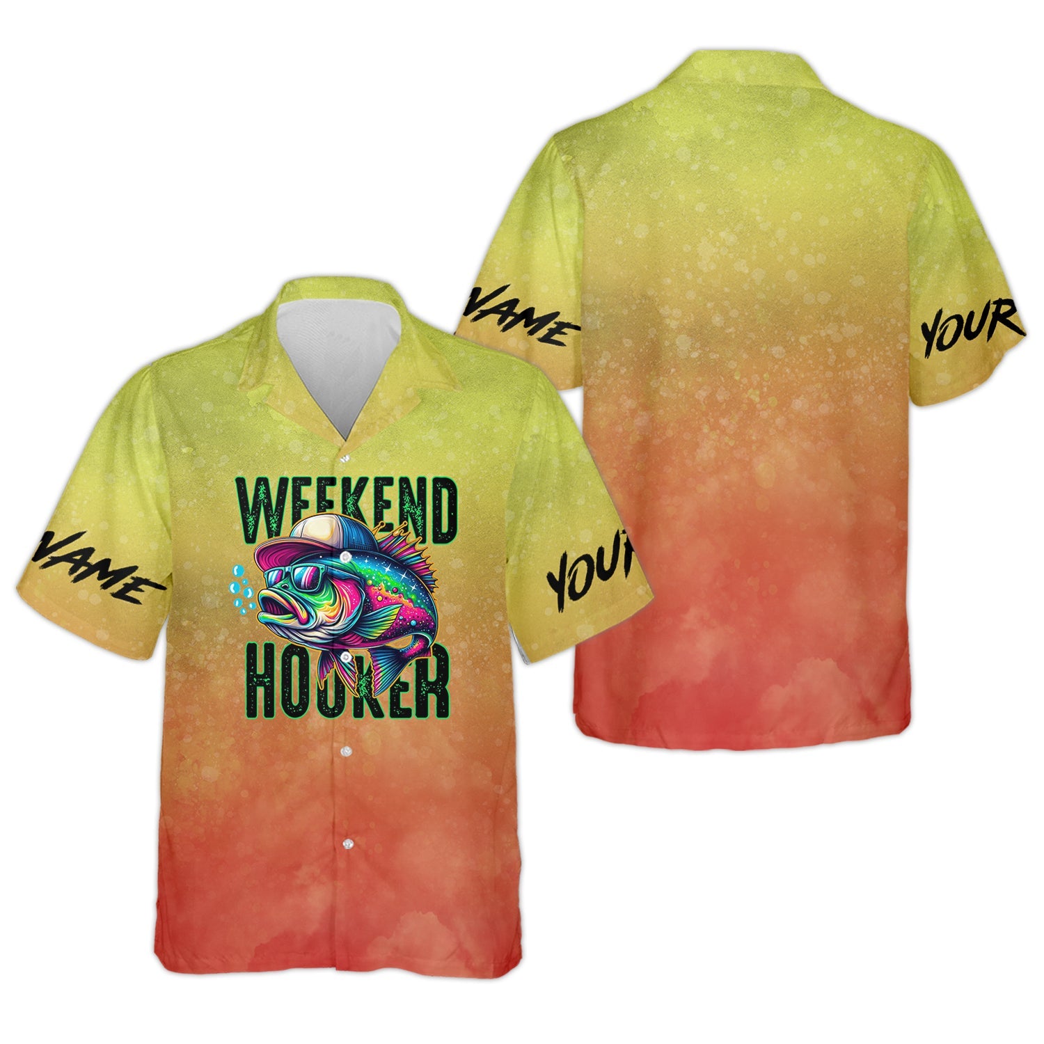 Weekend Hooker Orange Yellow Fishing Shirt, SPF Shirt, Hooded Sun Shirt, Gift For Fisherman
