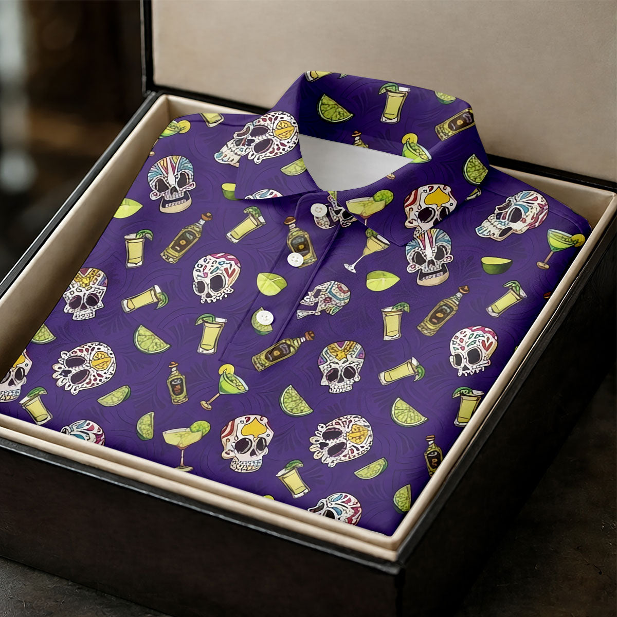 Decorated Sugar Skulls Cinco De Mayo Celebration Fiesta Themed The Purple Haze Golf Shirt For Women