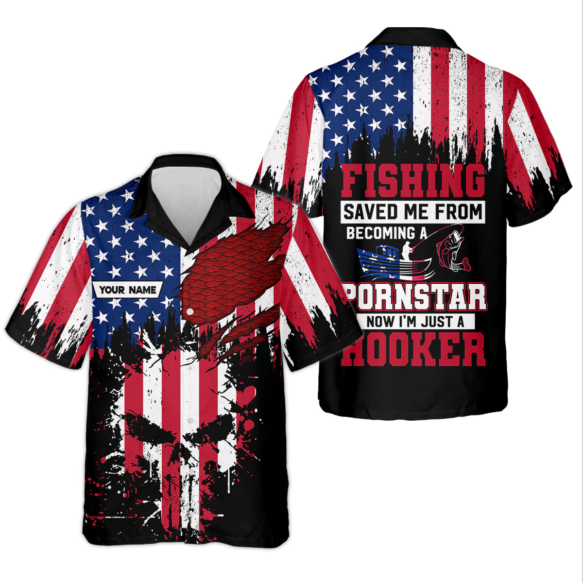Fishing Saved Me From Becoming A Pornstar Patriotic Fishing Shirt, Funny Fishing Shirt, SPF Shirt, Women Fishing Shirt