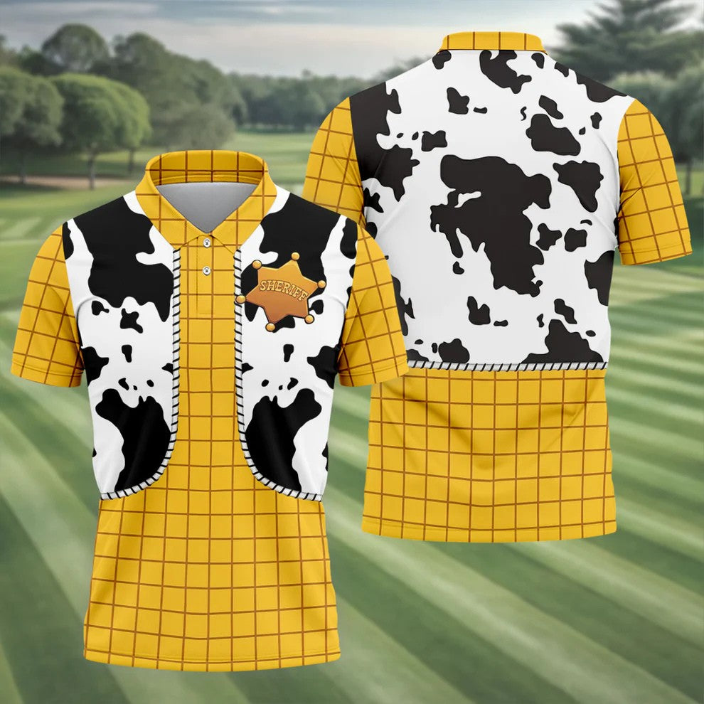 Cowboy Toy Hawaiian Golf Shirt, Cartoon Style Men's Golf Shirt, Polo Shirts For Men