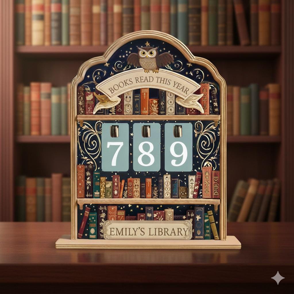 Personalized Wooden Reading Tracker Sign, Flip Book Counter, Custom Books Read 2026 Library Desk Decor Gift