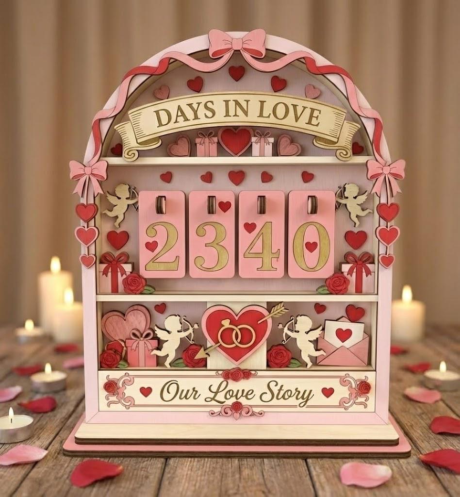 Personalized Days in Love Tracker, Custom Anniversary Counter Sign, Romantic Couple Decor, Valentine’s Day Gift