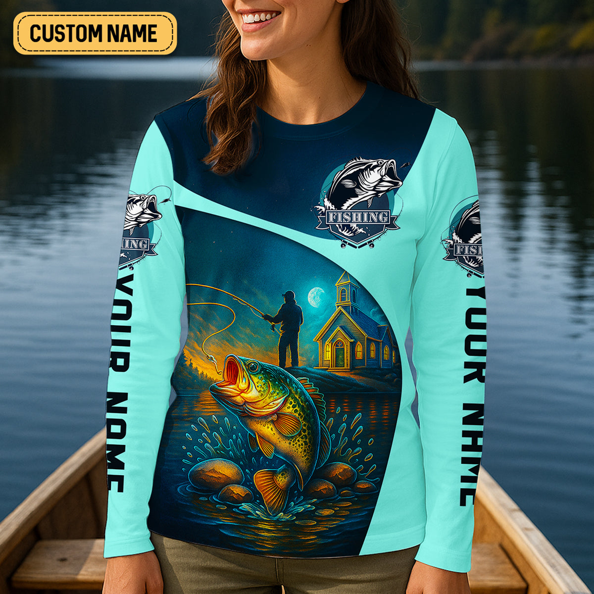 Some Go To Church And Think About Fishing Christian Fishing Shirt For Women, Women SPF Shirt, Female Fishing Shirts