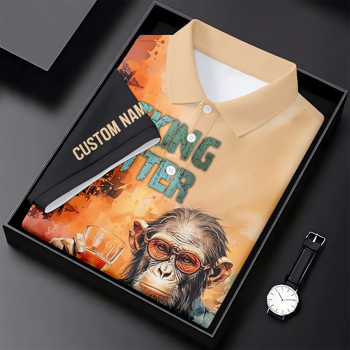 Funny Monkey Happy Retirement Golf Polo Shirt, Golf Polo Shirts For Men, Printed Golf Shirts