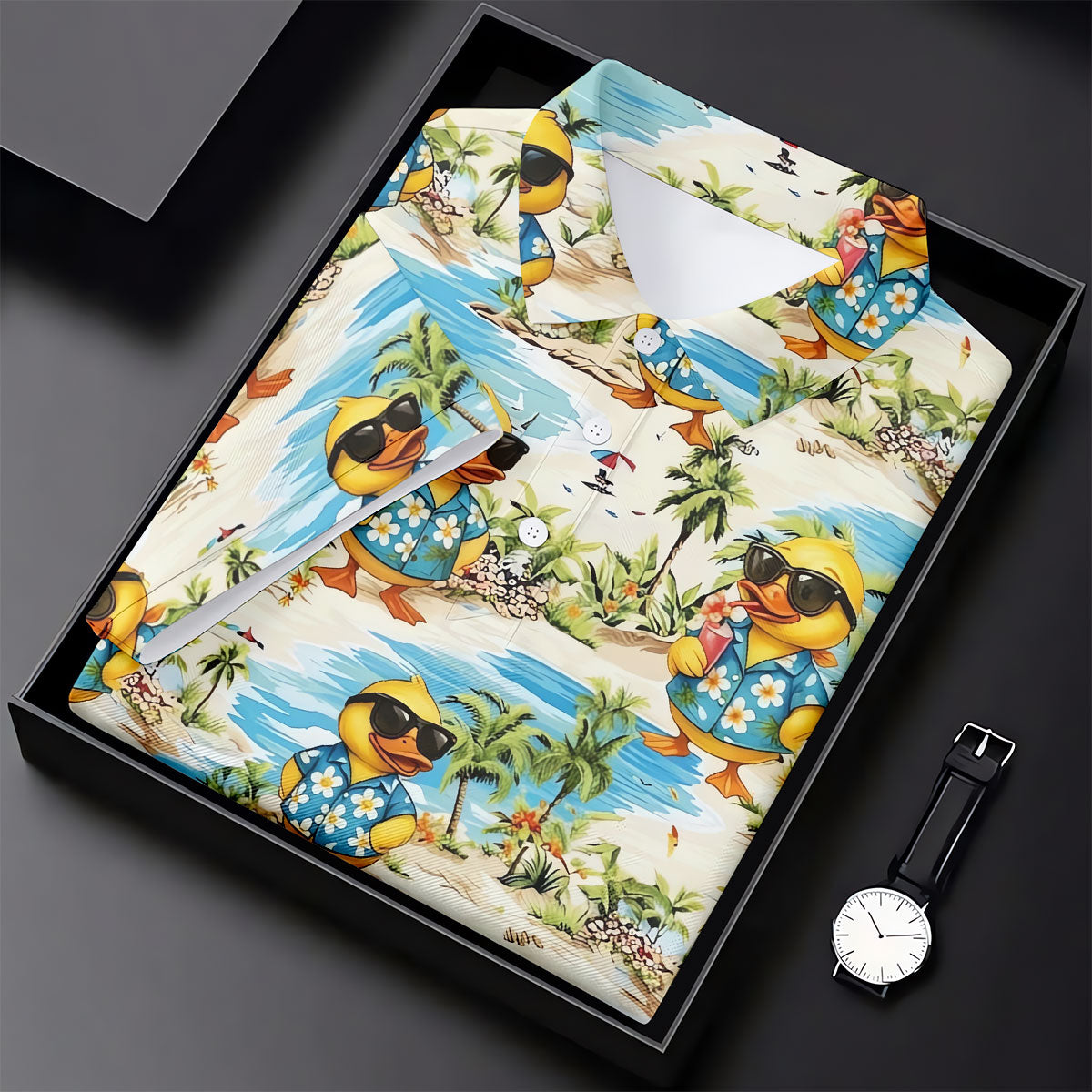 Cute Funny Duck Hawaiian Golf Shirt, Beach Theme Women's Golf Tops, Ladies Golf Shirts