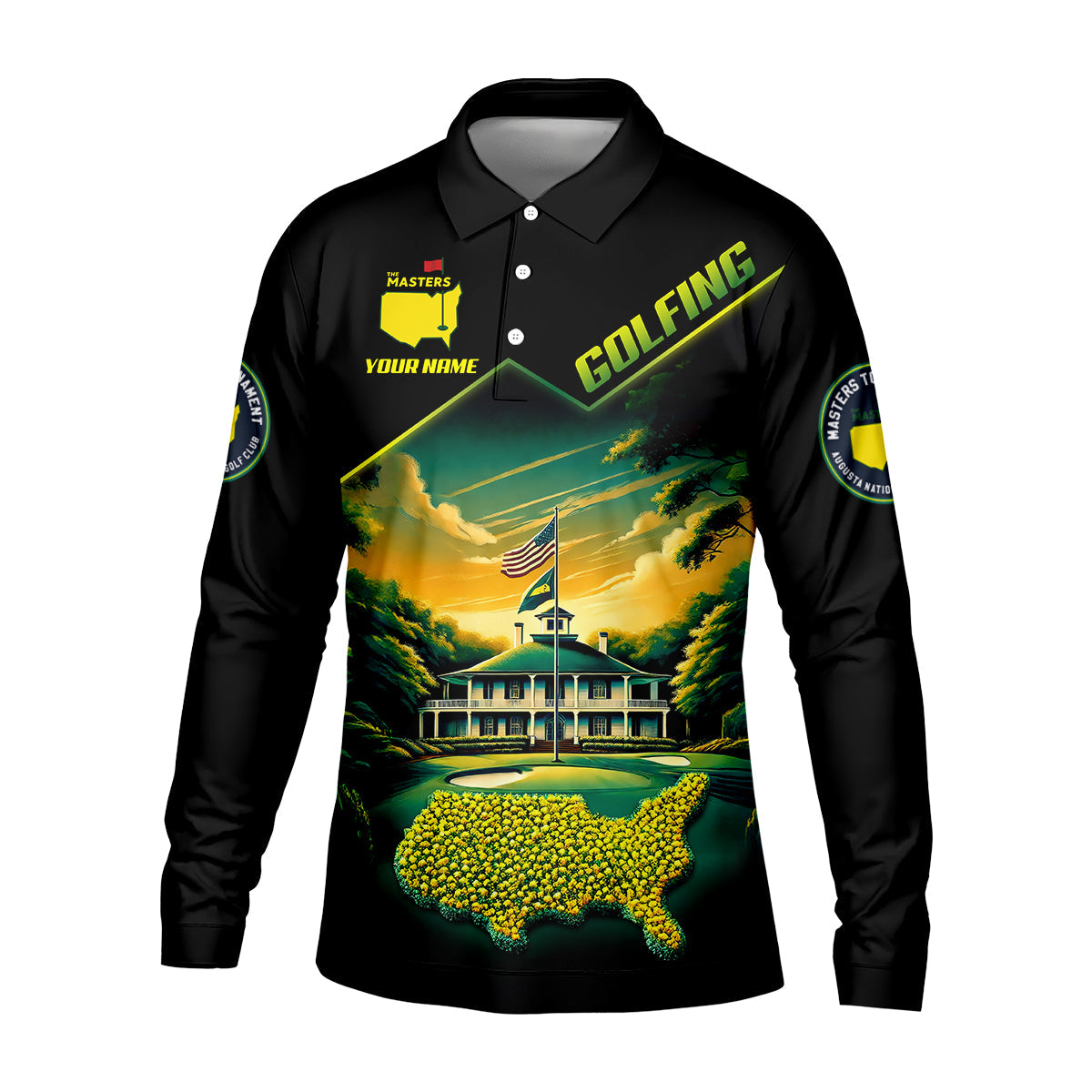 Custom Augusta Golf Course Polo ShirtGolfing Apparel, Mens Golf Gift, Funny Golf Shirt