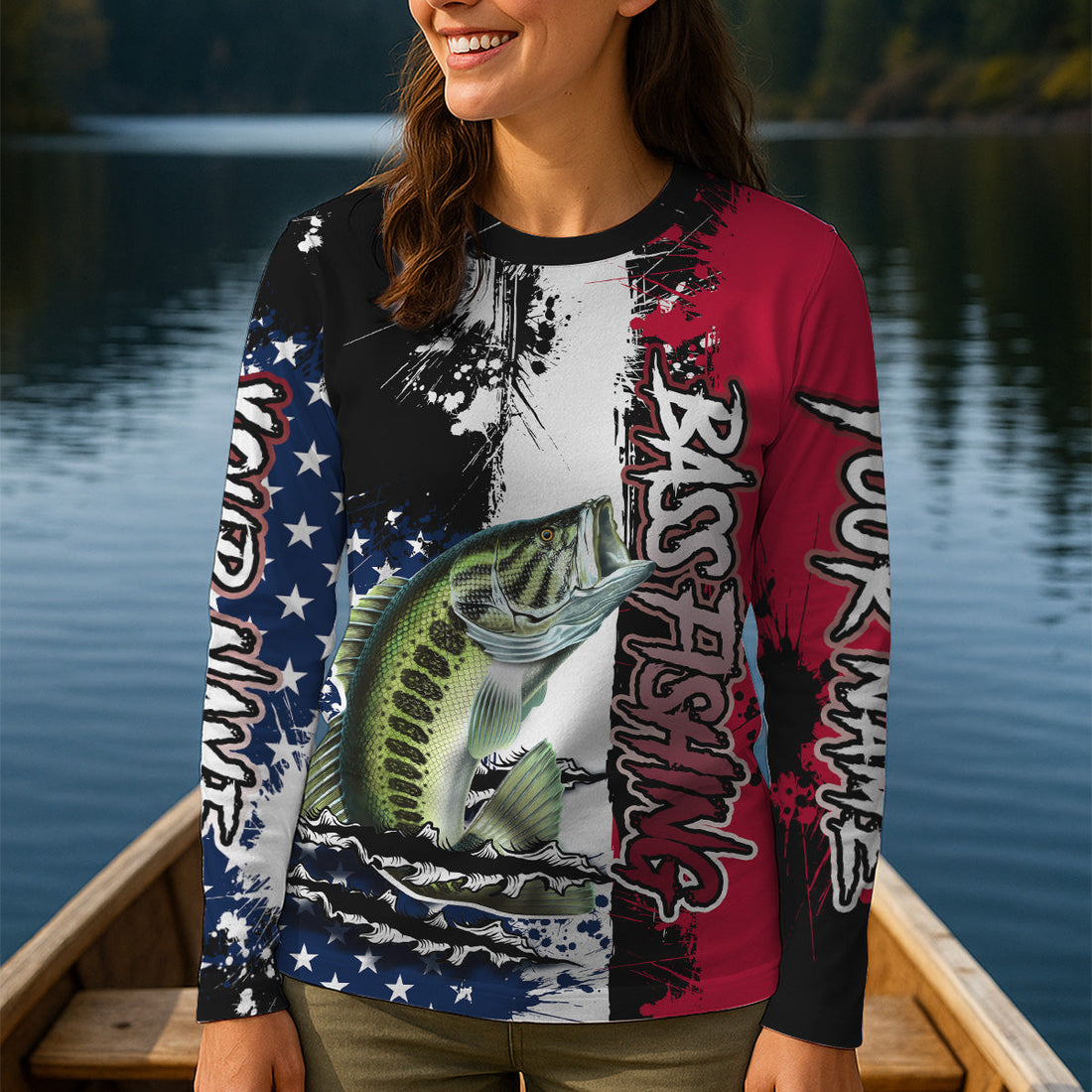Women Patriotic Fishing UPF Shirts, Ladies Long Sleeve Fishing Shirt, Women Fishing Shirt