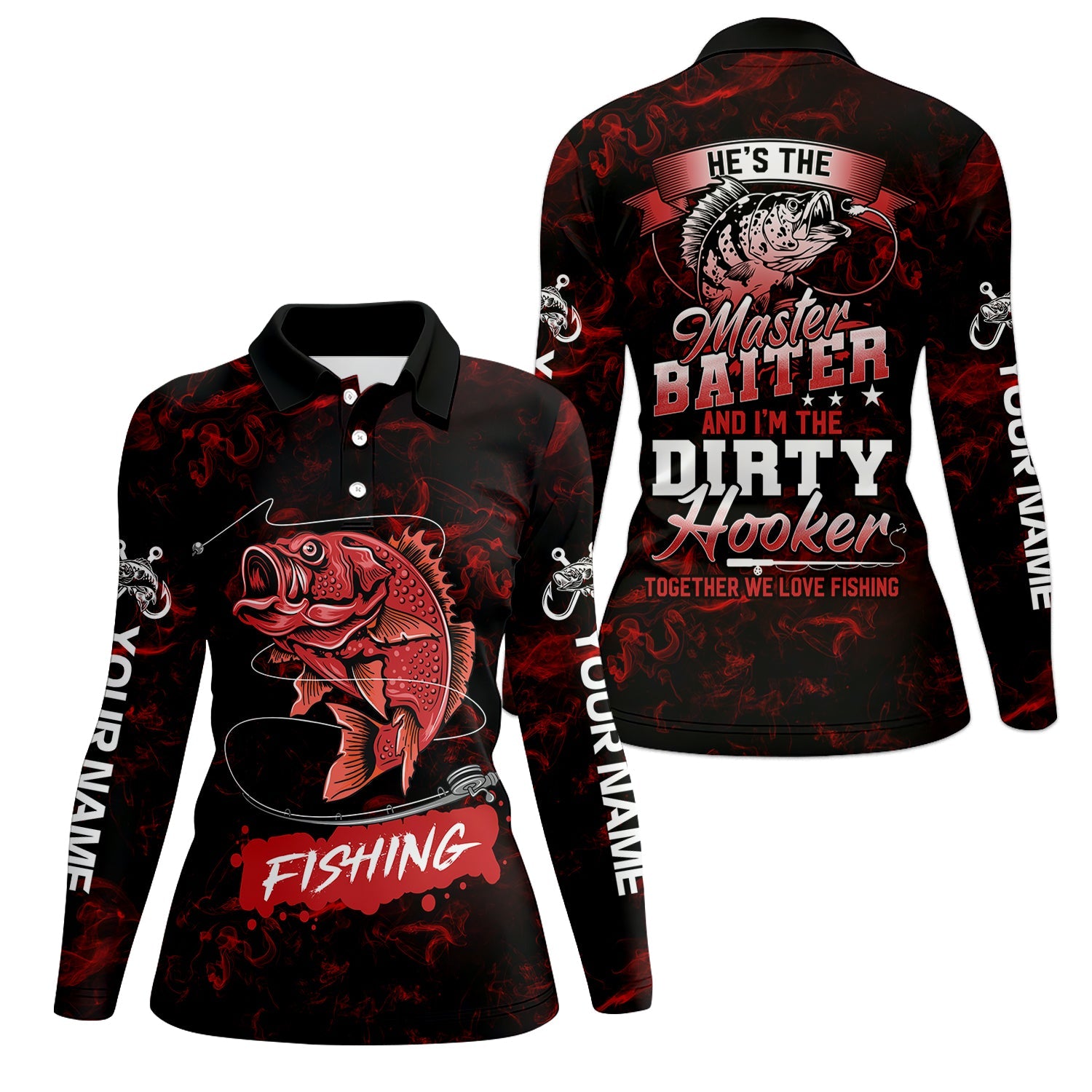 He’s the Master Baiter & I’m the Dirty Hooker, Fishing Women SPF Shirt, Women Fishing Shirt, Funny Fishing Shirt