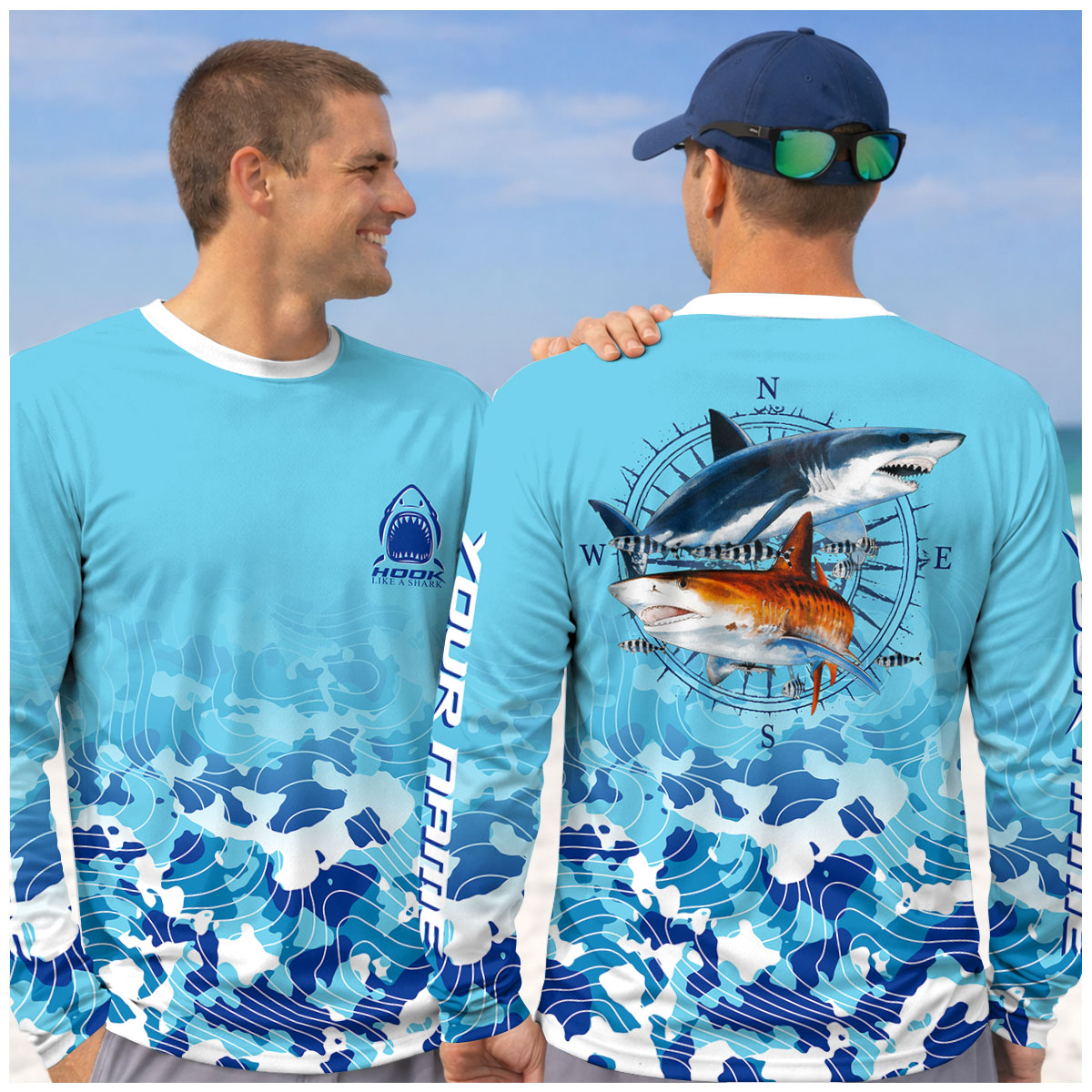 Custom Name Fishing Shirt for Men, Short Sleeve Saltwater Ocean Fishing Shirt, Fishing UPF Shirts