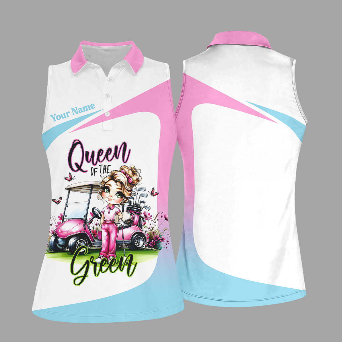 Queen Of The Green Custom Funny Womens Golf Polo ShirtLadies Golf Shirts, Best Golf Shirts