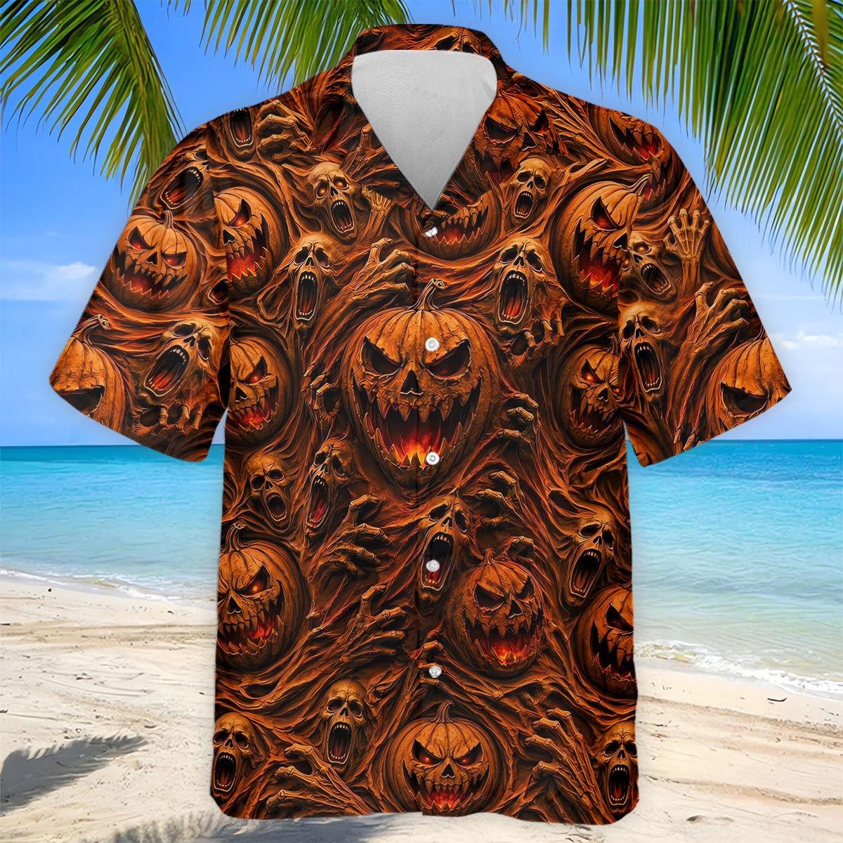 Halloween Evil Pumpkin Ghost Horror Character Polo Shirt, Golf Polo, Mens Golf Shirts