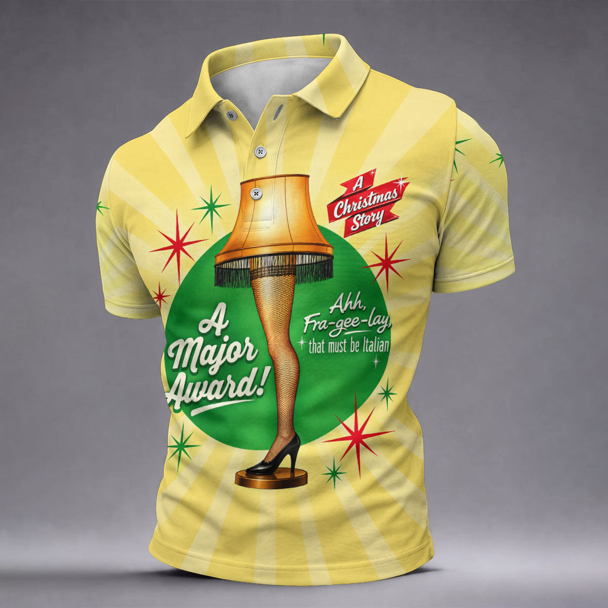 Christmas Leg Lamp Quote Golf Polo Shirt, Mens Golf Shirts, Polo Shirts For Men