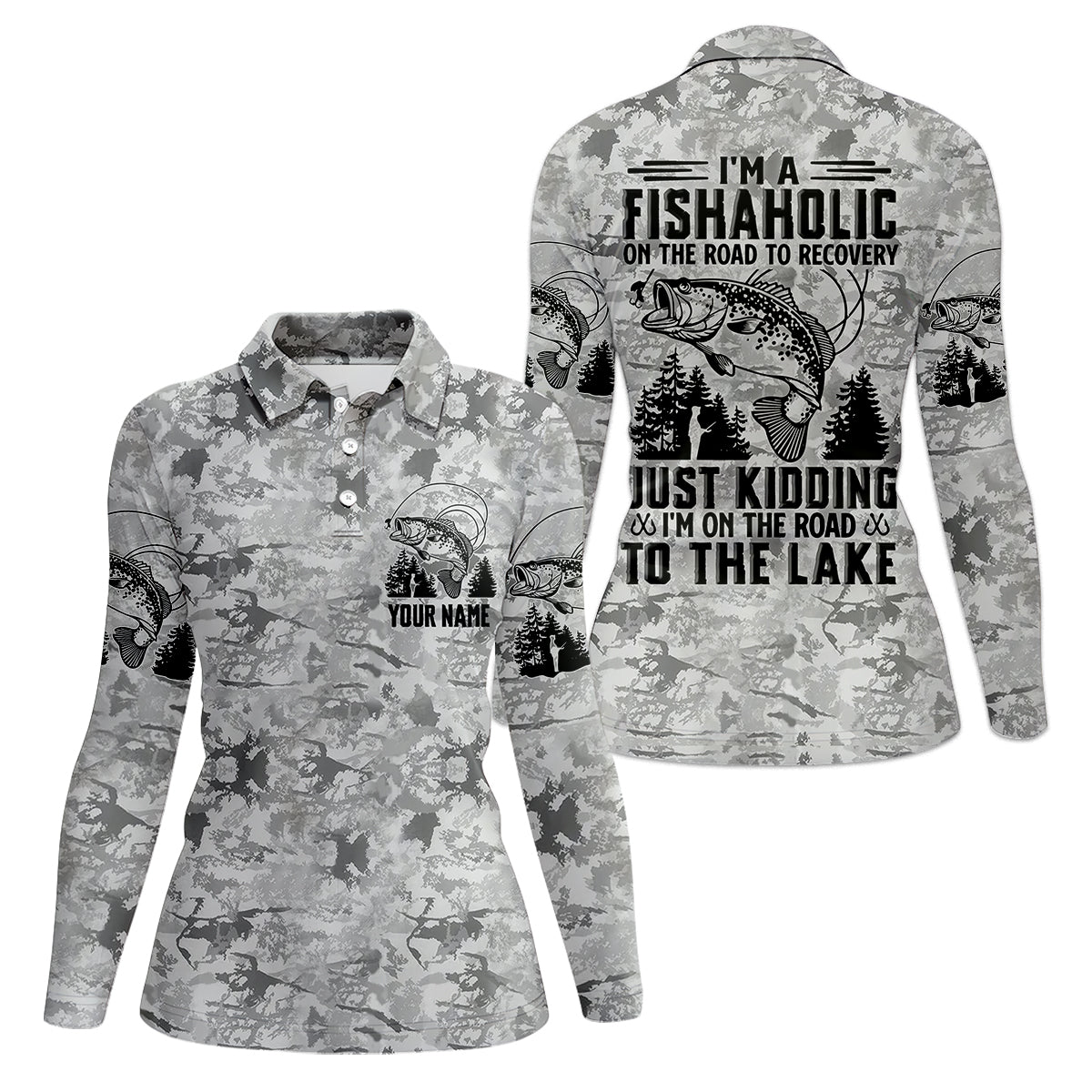 I'm A Fishaholic On The Road To Recovery Fishing UPF Shirts, Fish Shirt Funny, Women Fishing Shirt