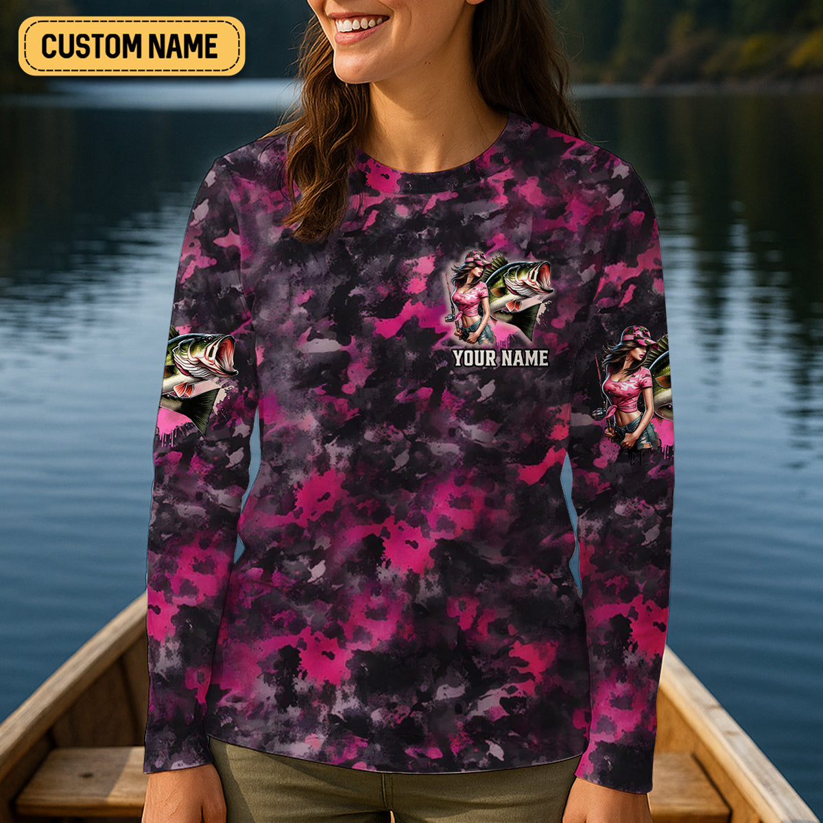 Let's This Girl Show You How To Fish Pink Camo Funny Fishing Shirt, Women SPF Shirt, Female Fishing Shirts