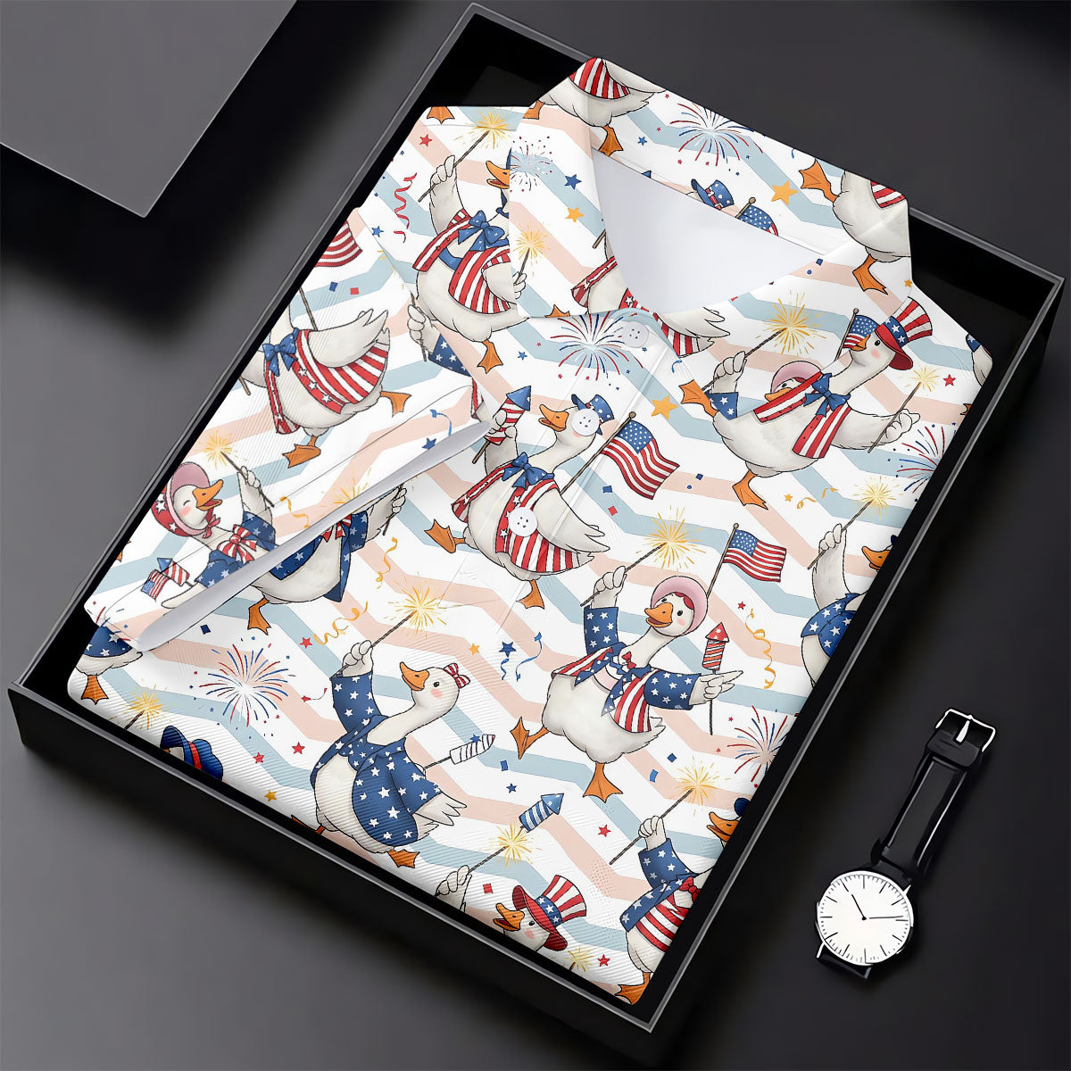 Patriotic Duck USA Flag Fireworks Polo Shirt, Womens Golf Polo, Golf Shirts For Women
