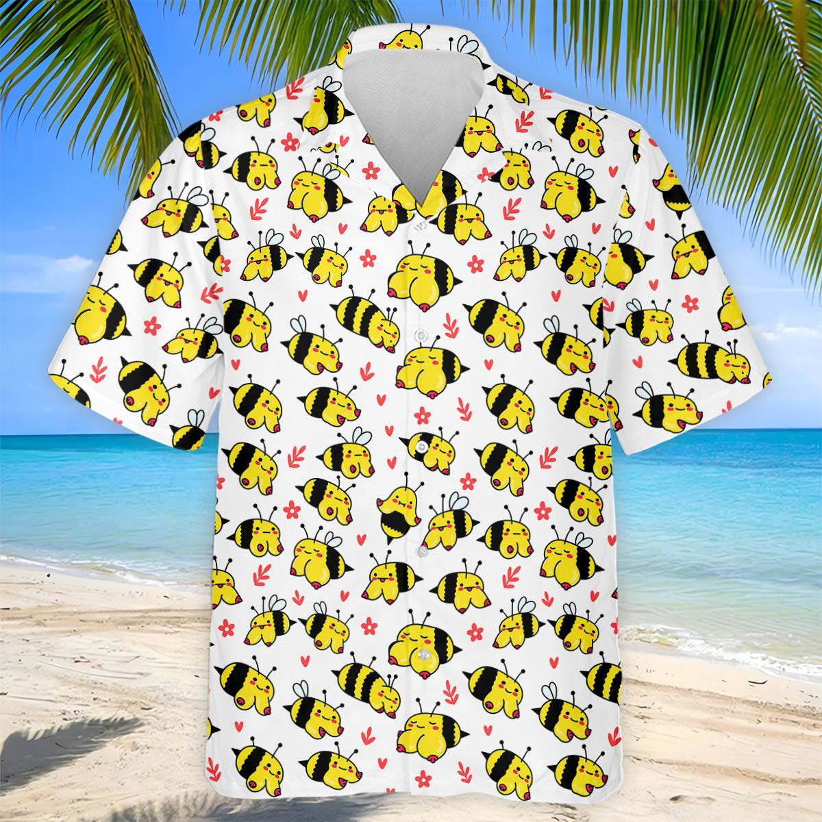 Funny Bee Breast Cancer Pattern Polo Shirt, Mens Golf Shirts, Golf Polo Shirts For Men