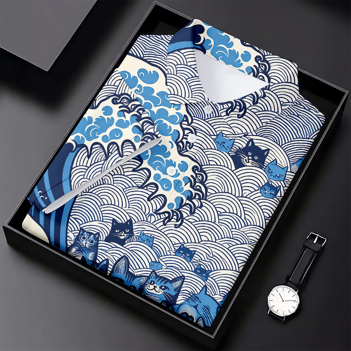Japanese Wave Cat Hawaiian Golf Shirt, Golf Shirts For Women, Women’s Golf Apparel