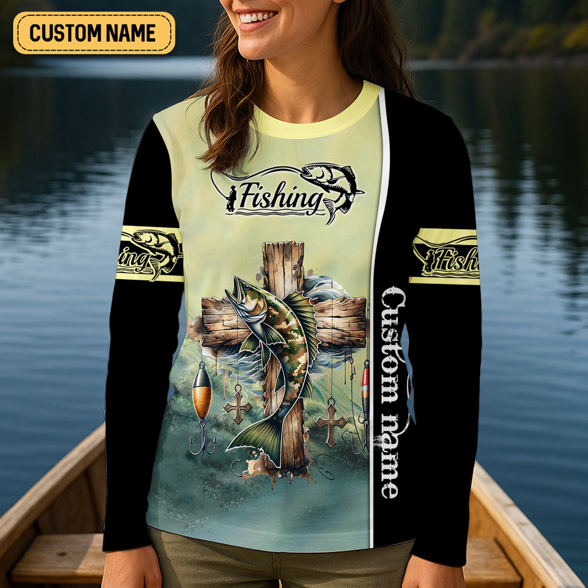 Let Down Your Nets Camouflage Fishing Shirts, Christian Fishing Women SPF Shirt, Female Fishing Shirts