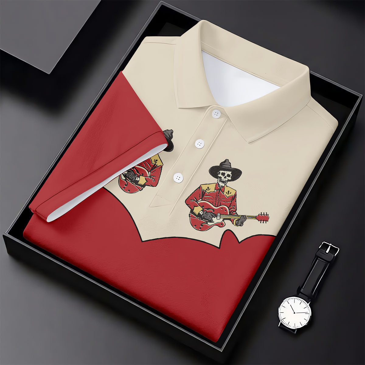 Western Skeleton Guitar Golf Polo Shirt, Women's Golf Polo, Golf Shirts For Women