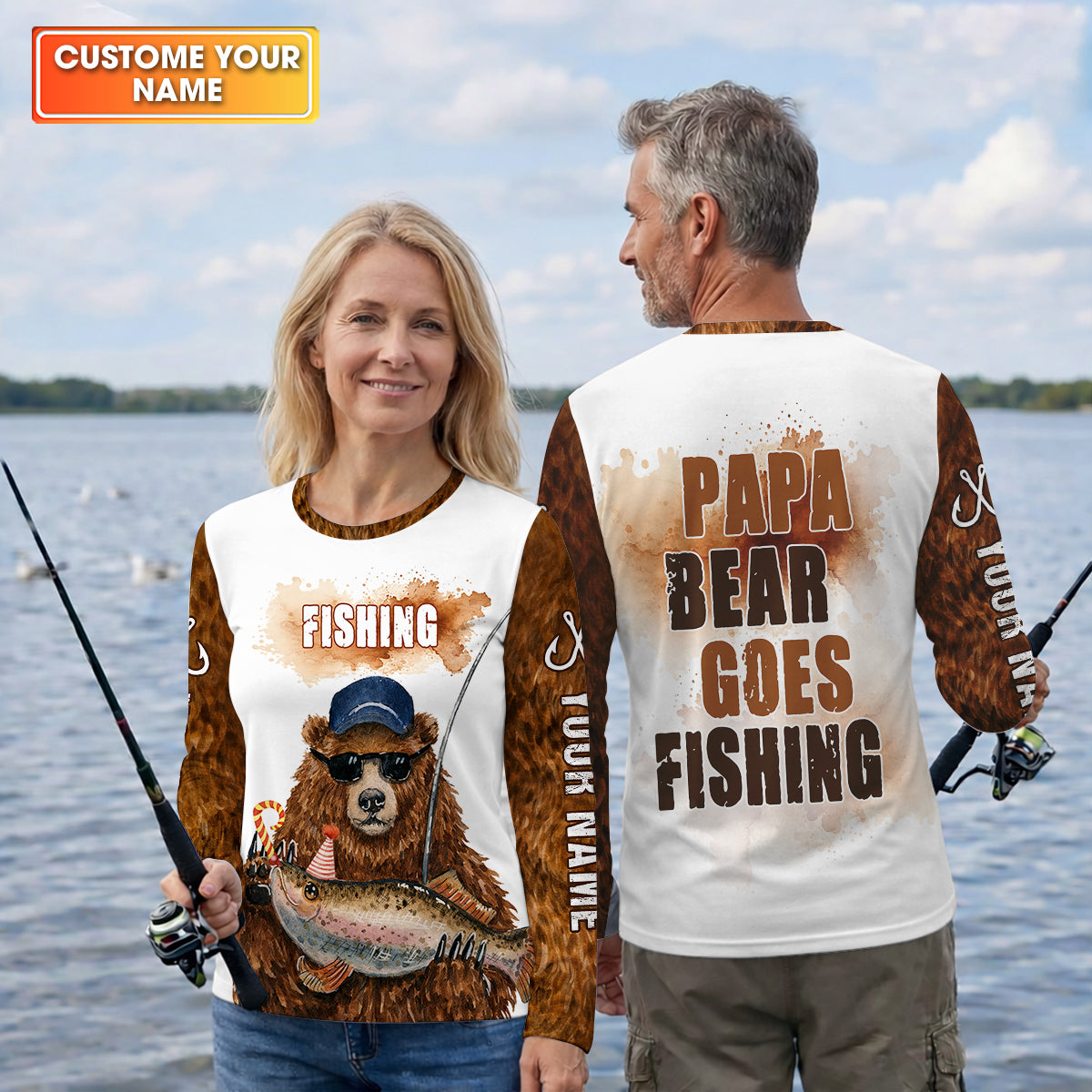 Papa Bear Goes Fishing Funny Fishing Shirt, Fishing UPF Shirts, Father's Day Fishing Shirts For Men