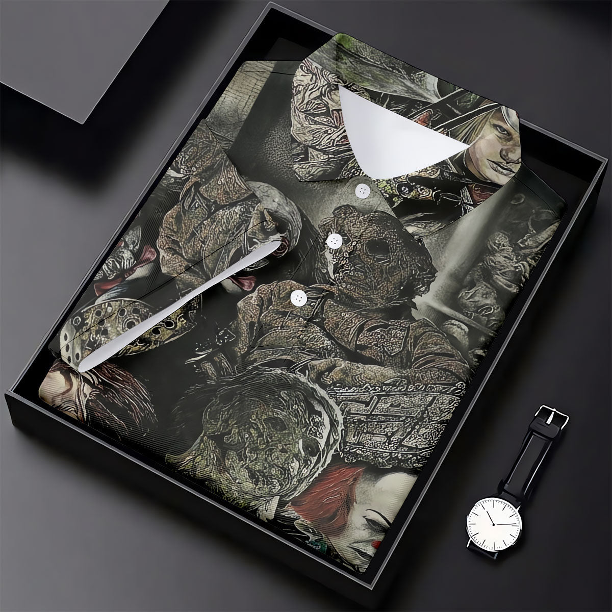Horror Character Collage Golf Polo Shirt, Men's Golf Polo, Hawaiian Golf Shirt