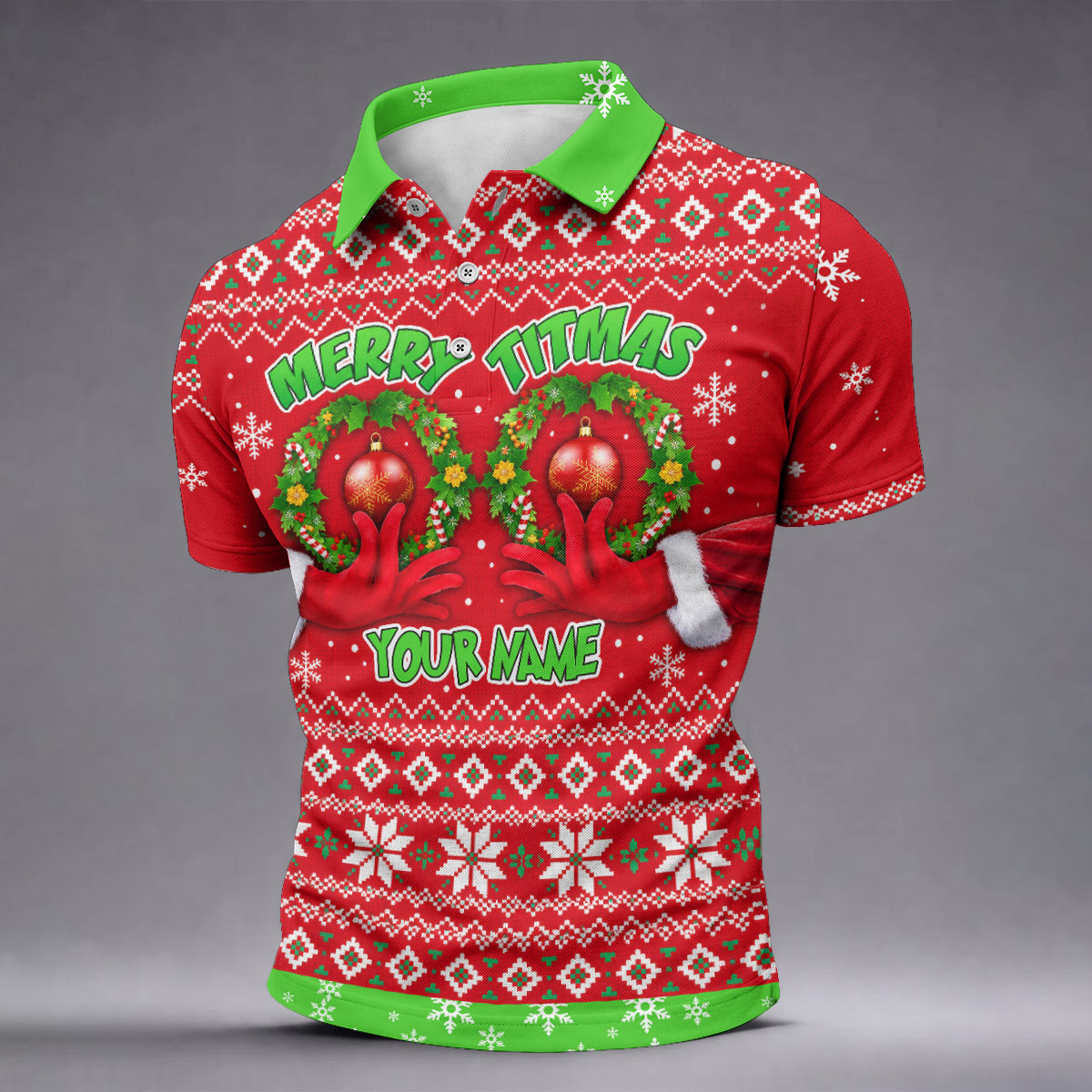 Custom Name Merry Titmas Polo Shirt, Christmas Golf Shirt For Men, Mens Golf Apparel
