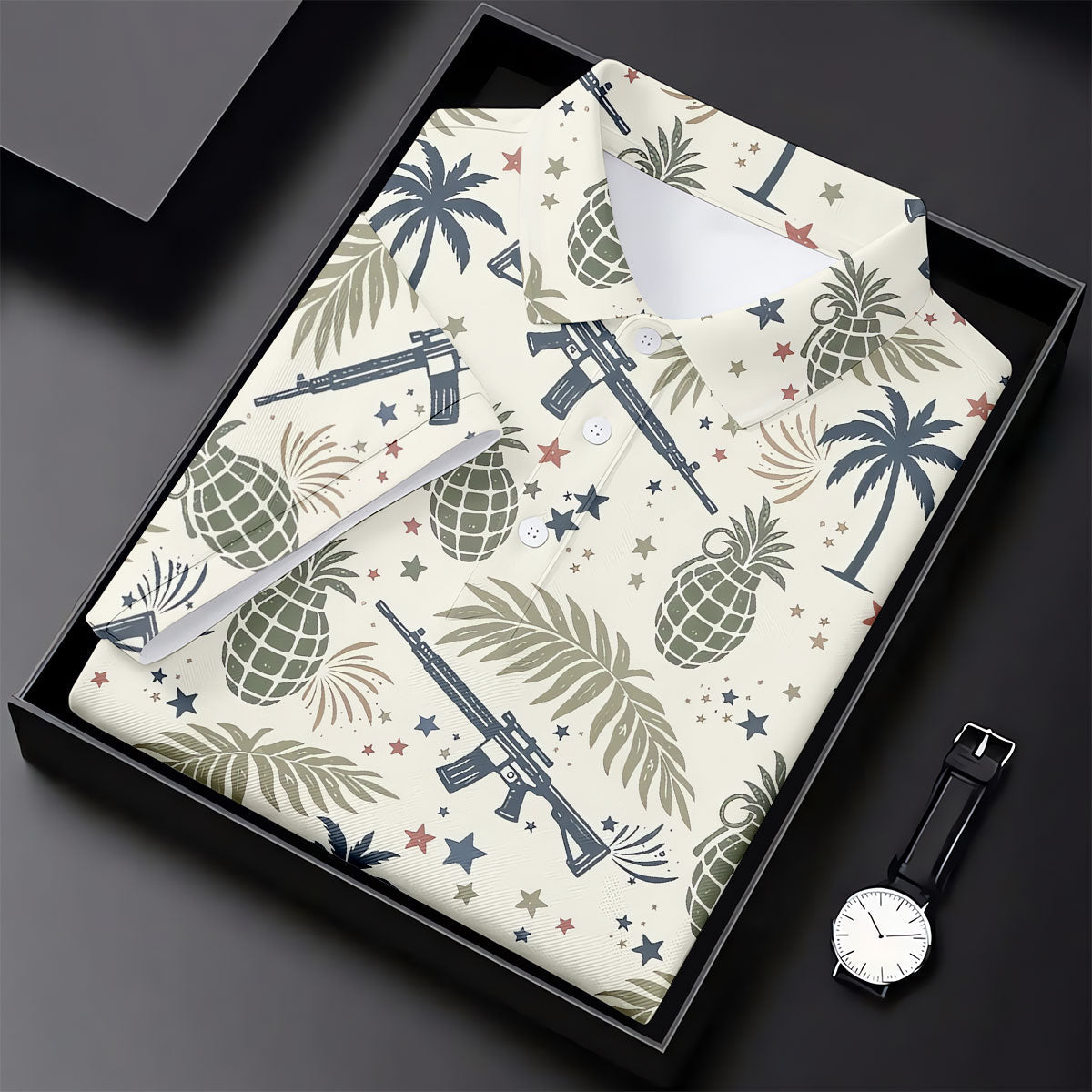 Pineapple Grenade 250 Years Tropical Theme Retro Golf Shirt, Patriotic 4th Of July Polo Shirts For Men
