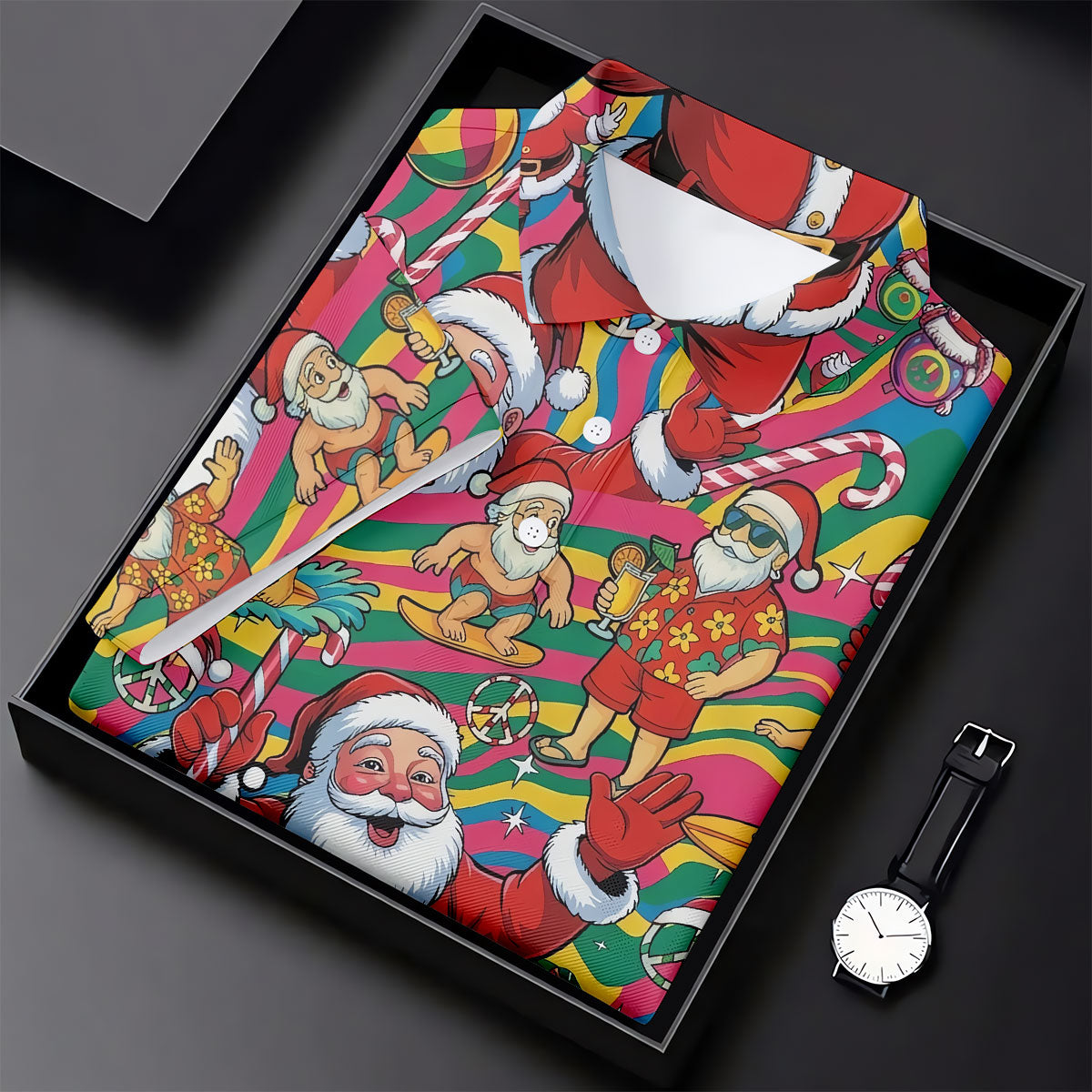 Funny Tropical Santa Christmas Polo Shirt, Womens Golf Polo, Christmas Shirts For Women