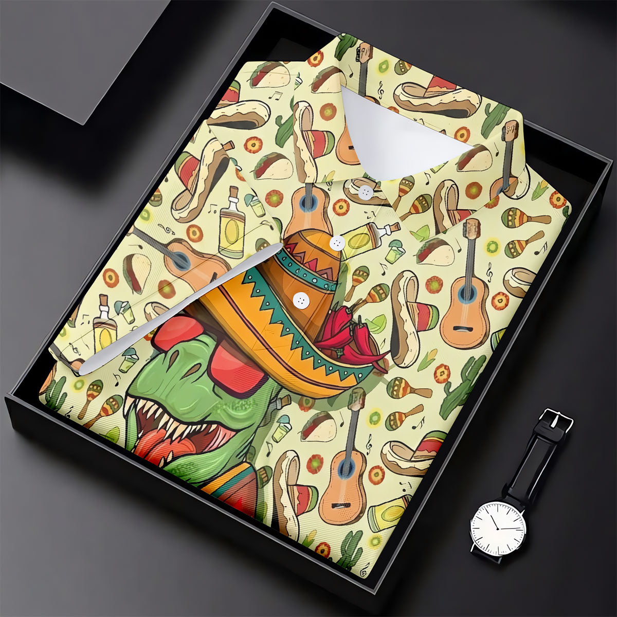 Mexican T-Rex Cinco De Mayo Celebration Funny Golf Shirt, Vibrant Color Golf Shirts For Men