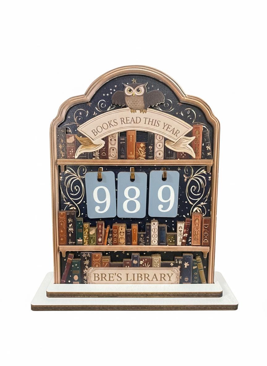 Personalized Wooden Reading Tracker Sign, Flip Book Counter, Custom Books Read 2026 Library Desk Decor Gift